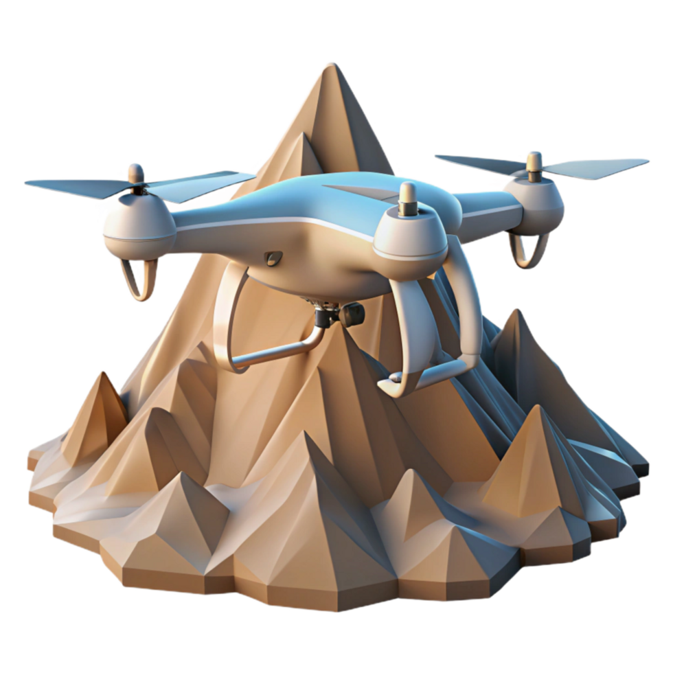 impressive modern Drone in Flight Over Green Fields Cutout original png