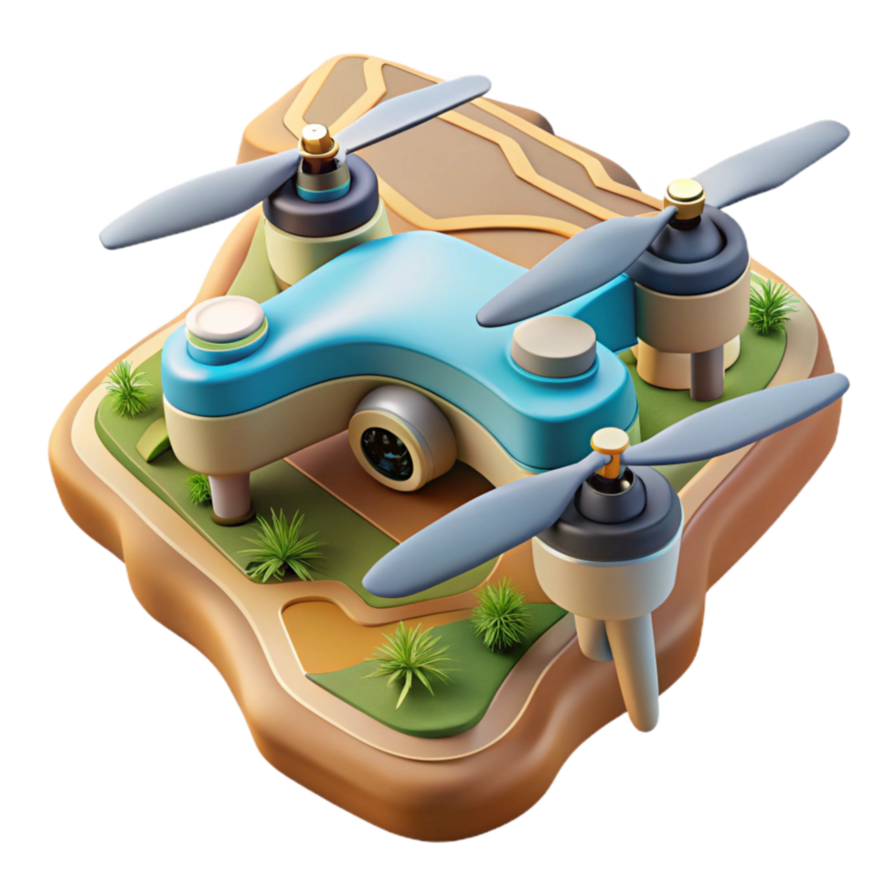 serene minimalist Drone in Flight Over Green Fields Cutout high resolution png