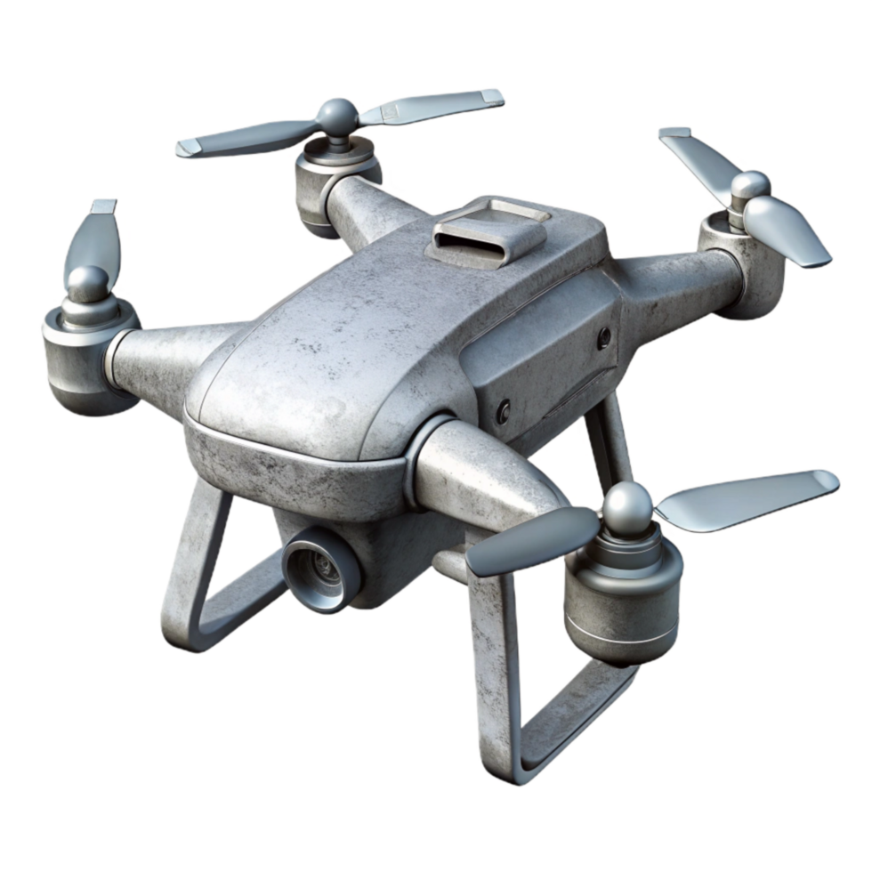 impressive modern Drone in Grey Scale Transparent Background high resolution png