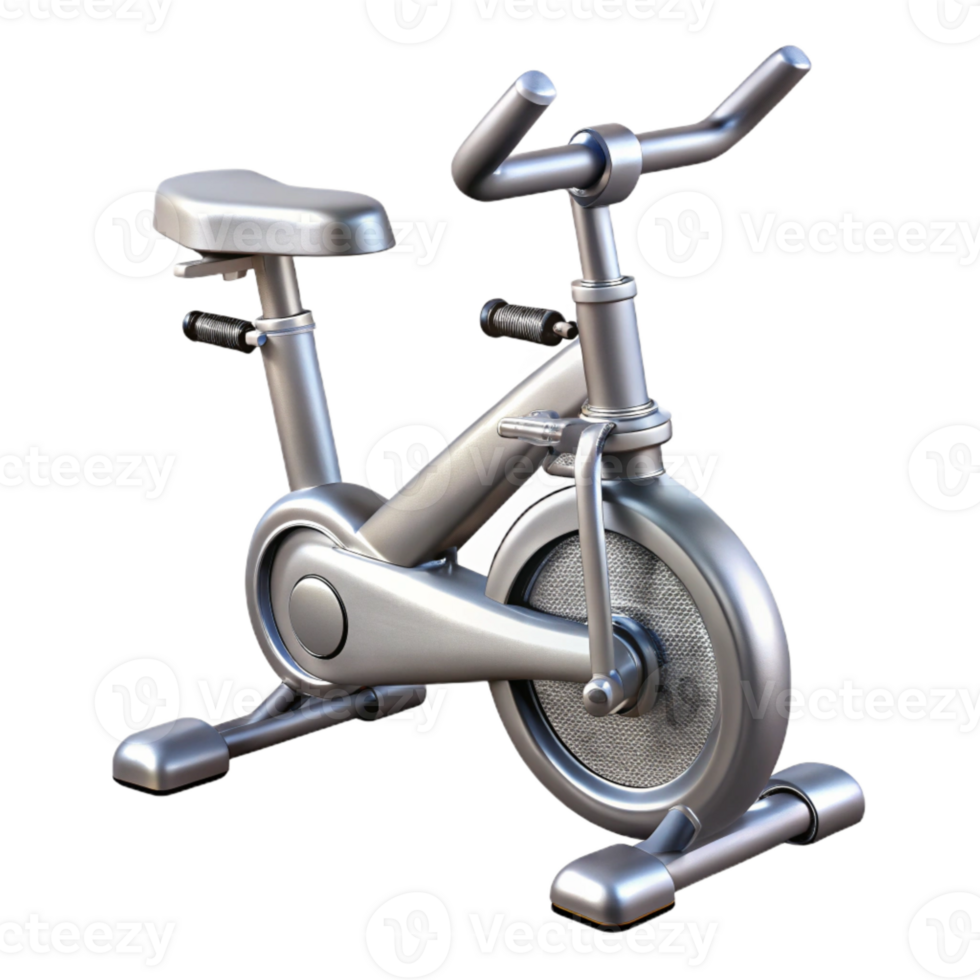 elegant traditional Stationary Bike Silver with Transparent Background premium png