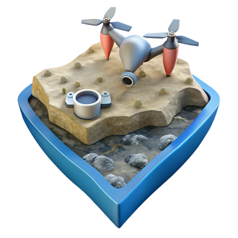 stunning artistic Drone Mapping Coastline Isolated Cutout original png
