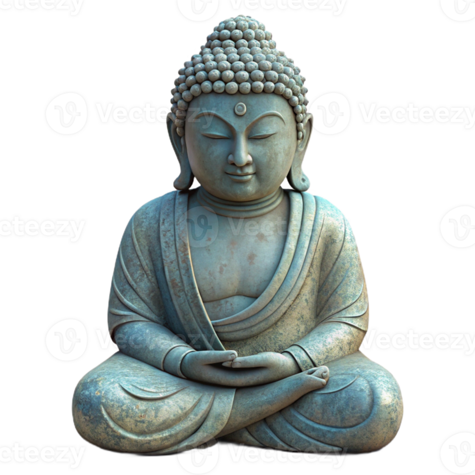 stunning minimalist Stone Buddha Statue Serene Expression Transparent Background detailed png