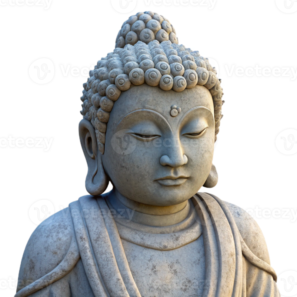 serene traditional Stone Buddha Statue Serene Expression Transparent Background high resolution png