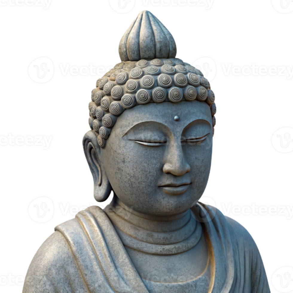 stunning artistic Stone Buddha Statue Serene Expression Transparent Background high resolution png