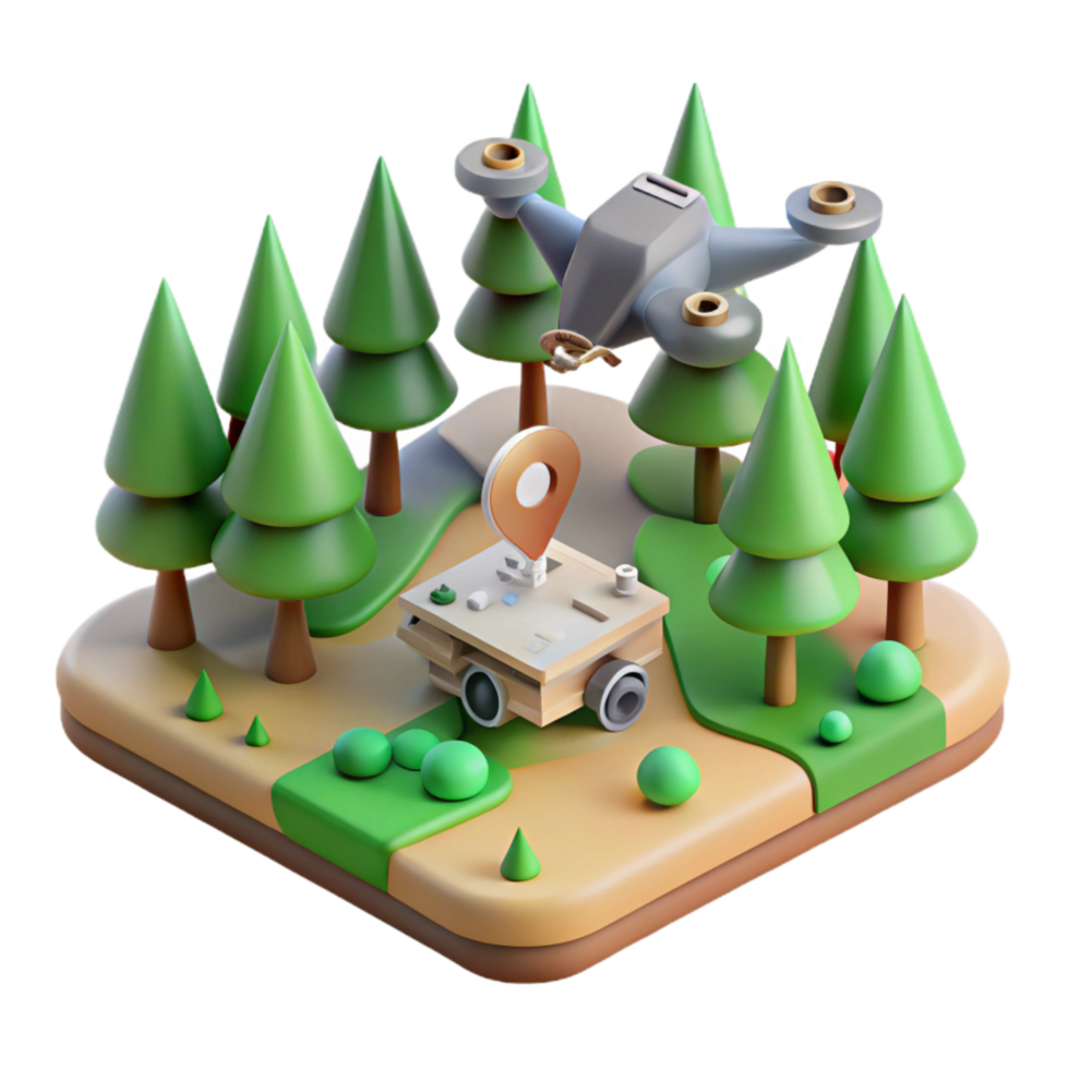 vibrant creative Drone Mapping Forest Isolated Cutout professional png