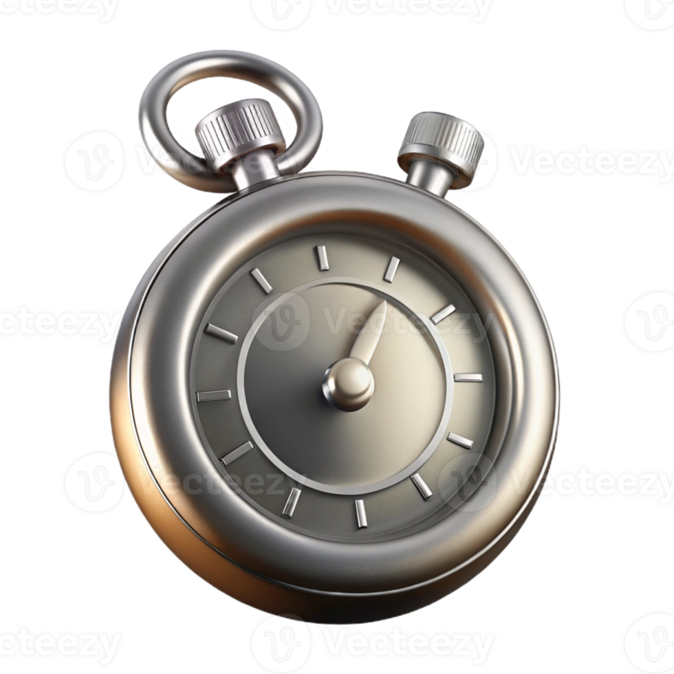 impressive vintage Stopwatch Silver Isolated Transparent Background high resolution png