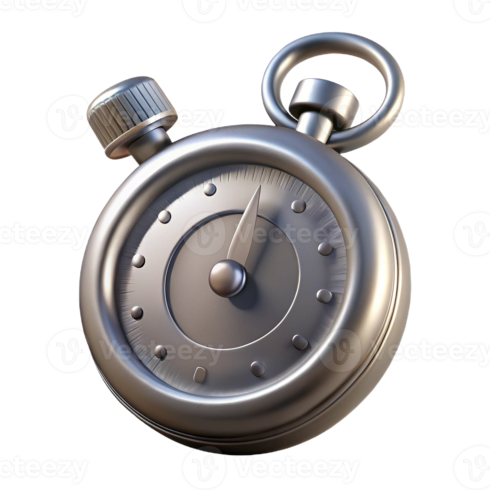 wonderful classic Stopwatch Silver Isolated Transparent Background detailed png