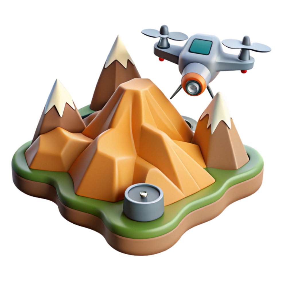 serene abstract Drone Mapping Mountains Isolated Cutout genuine png