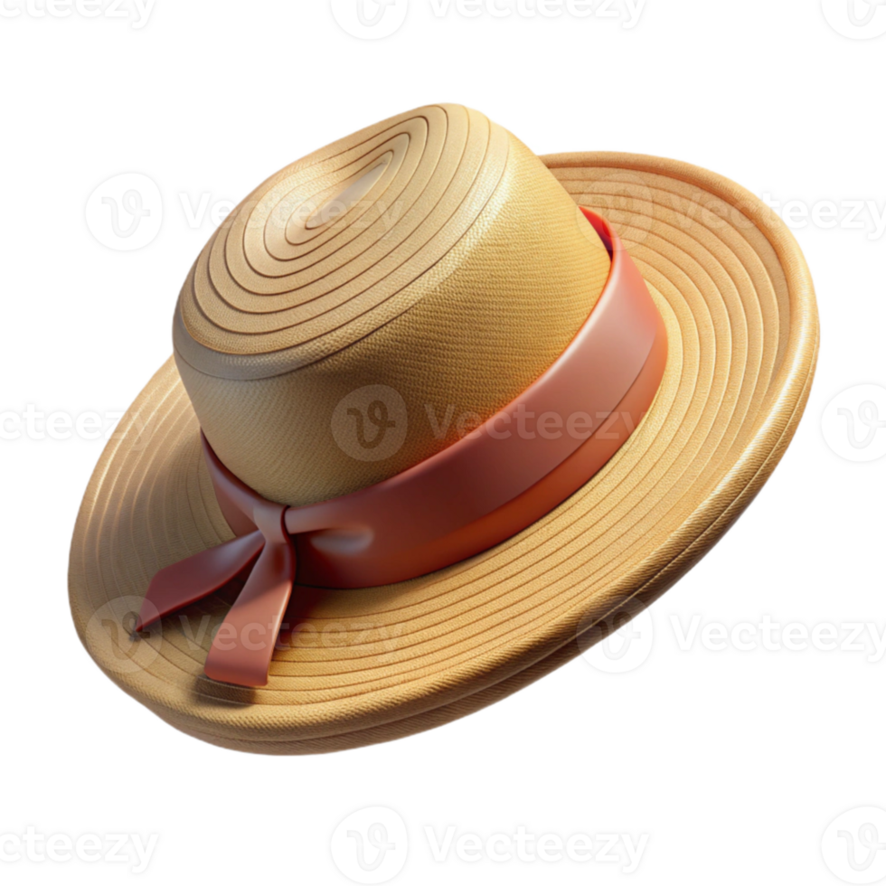 serene contemporary Straw Hat with Ribbon Isolated Element high resolution png