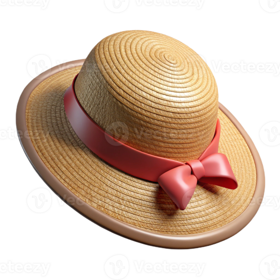 magnificent traditional Straw Hat with Ribbon Isolated Element premium png