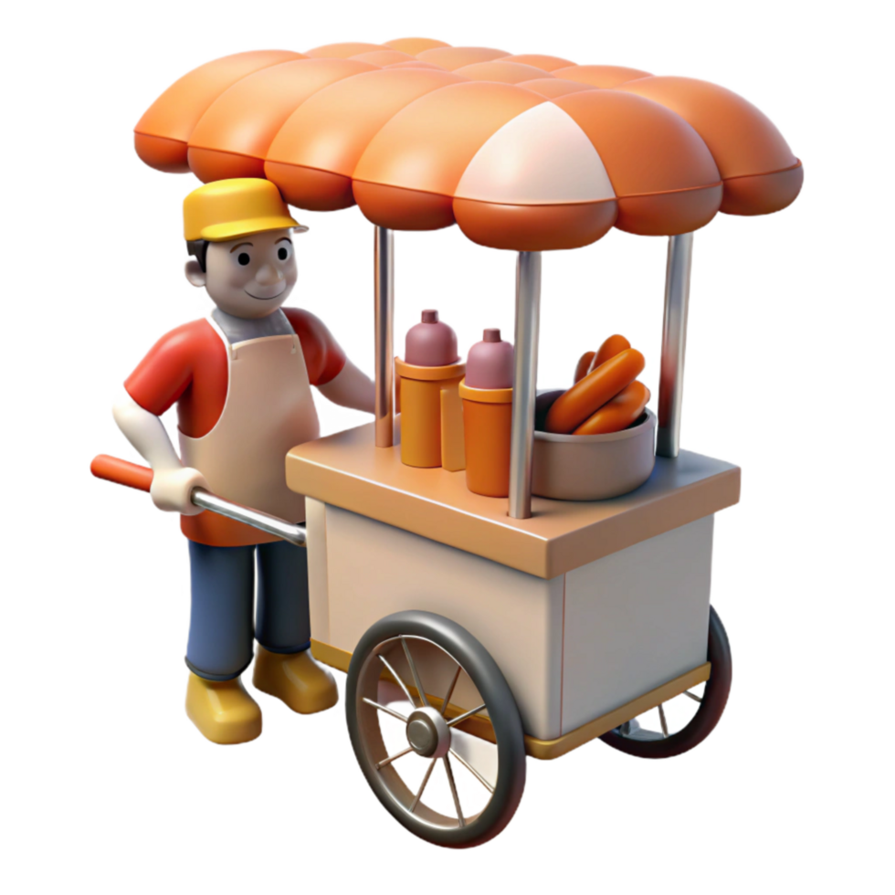 elegant rustic Street Cart Hot Dog Vendor Transparent premium png