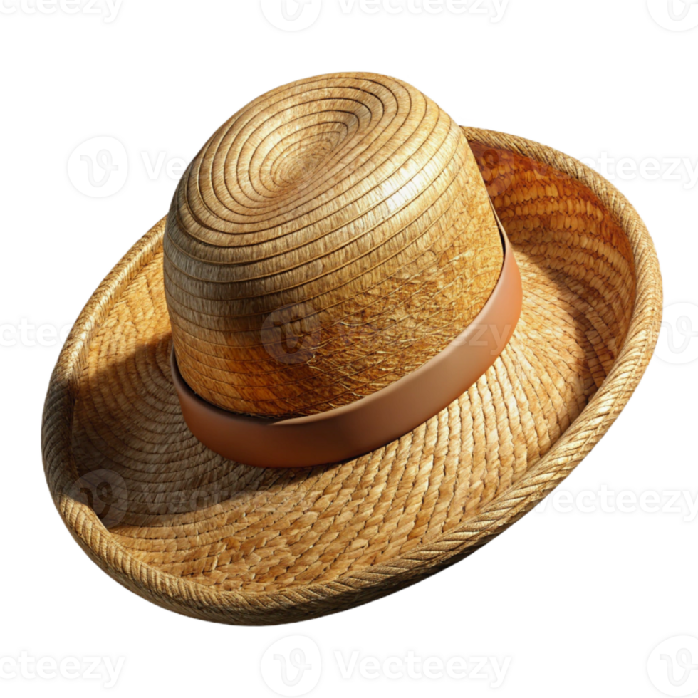 beautiful traditional Straw Hat Woven Texture Transparent Background high quality png