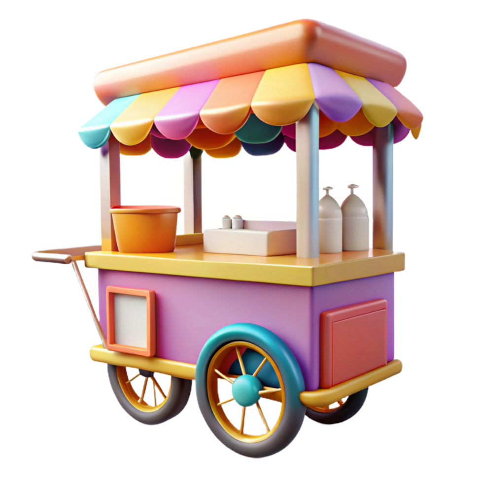 wonderful artistic Street Food Cart Colorful Signage Transparent Background original png