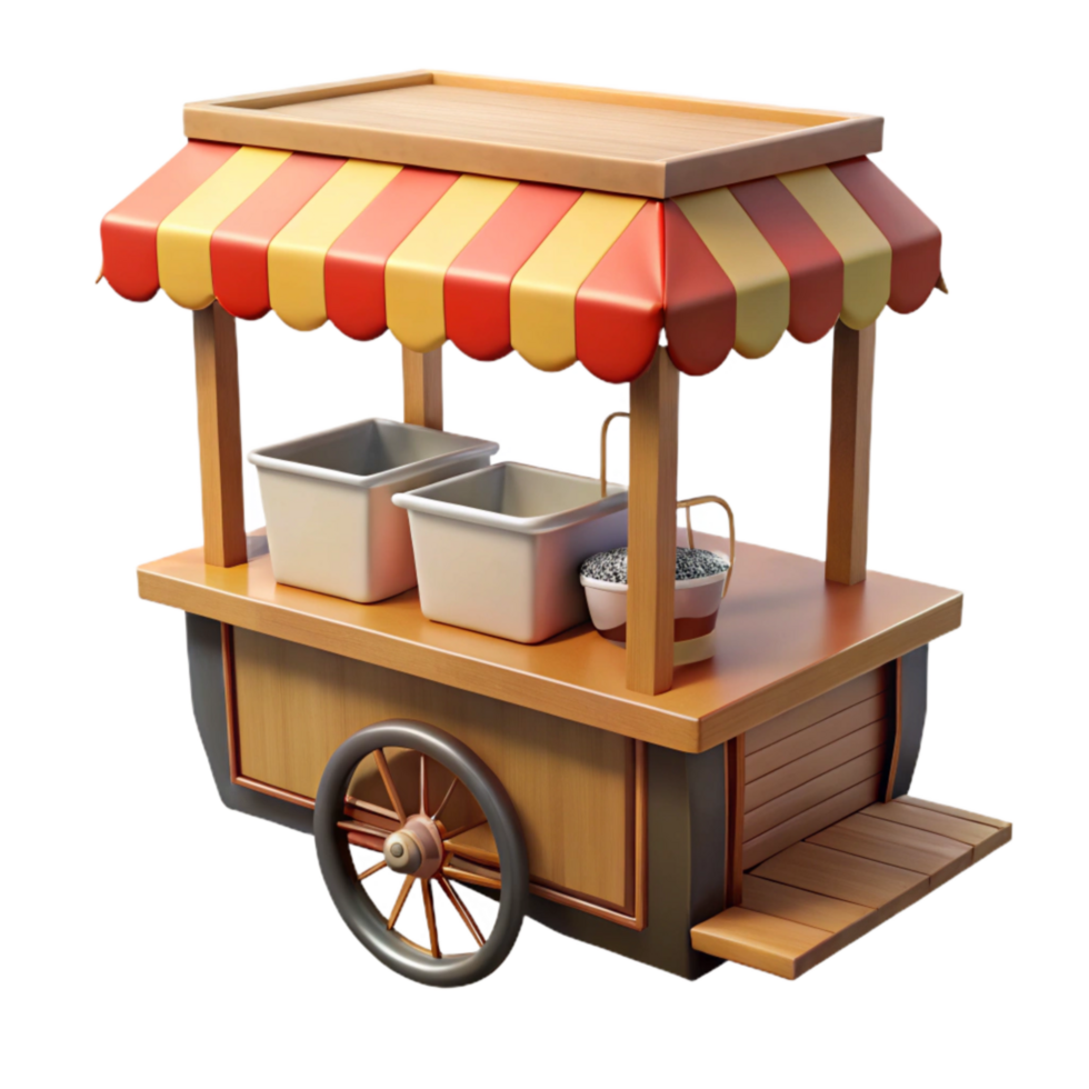 beautiful rustic Street Food Vendor Cart Isolated Cutout png