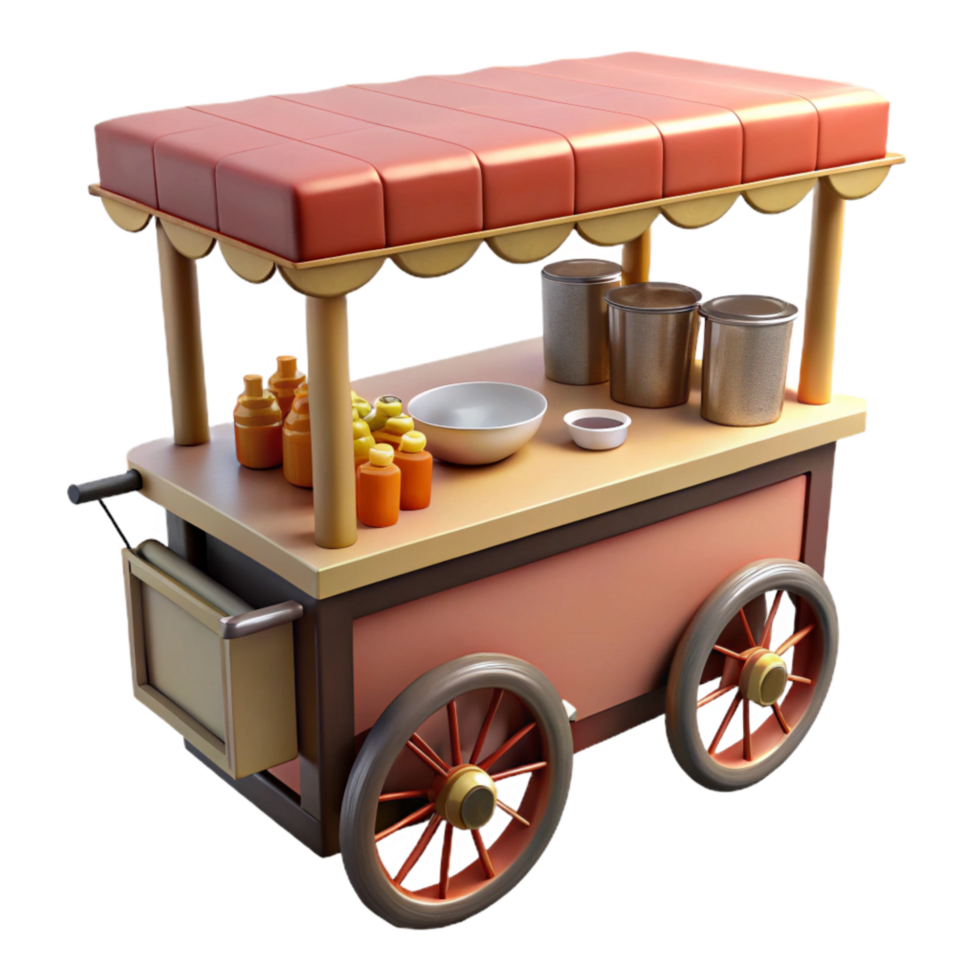 elegant traditional Street Food Vendor Cart Isolated Cutout genuine png