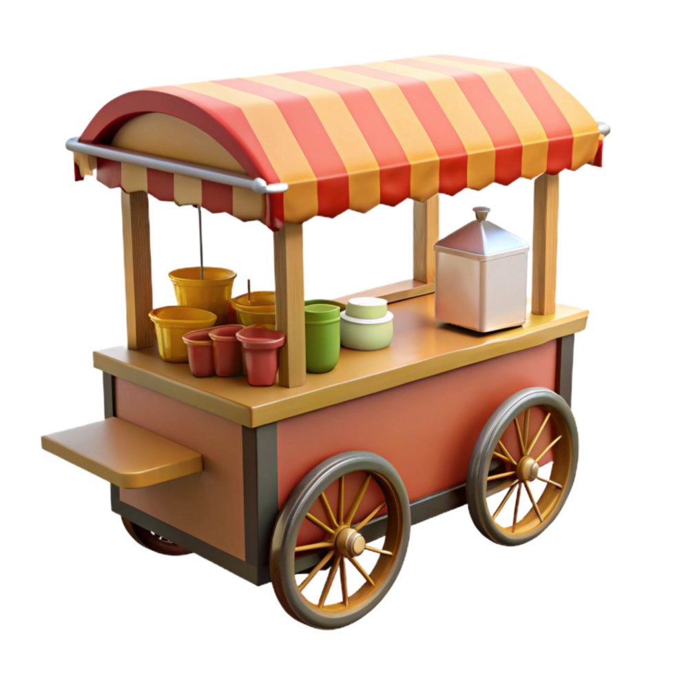 elegant modern Street Food Vendor Cart Isolated Cutout detailed png
