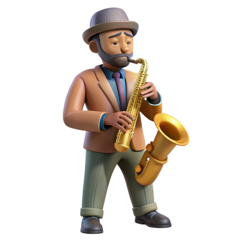 impressive creative Street Musician Saxophone Playing Isolated high resolution png