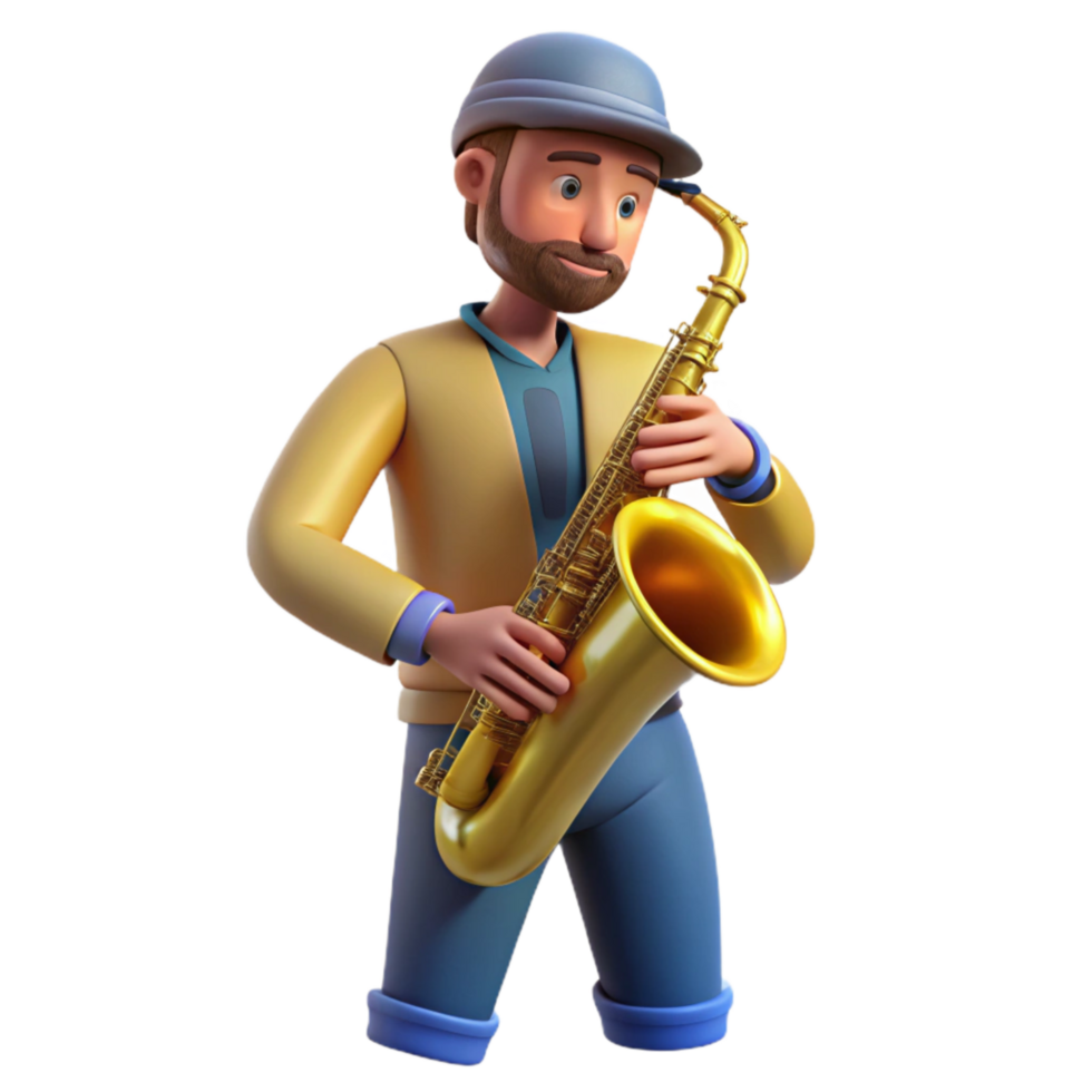 beautiful vintage Street Musician Saxophone Playing Isolated high resolution png
