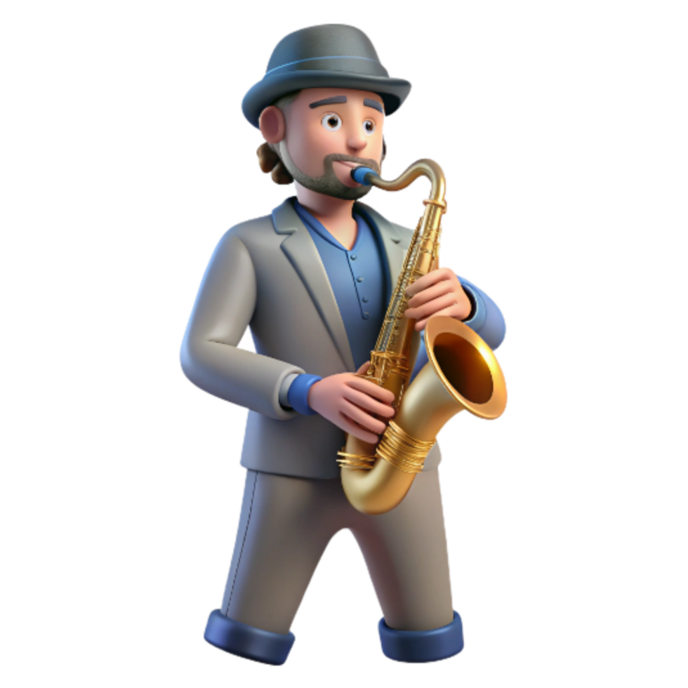extraordinary creative Street Musician Saxophone Playing Isolated premium png