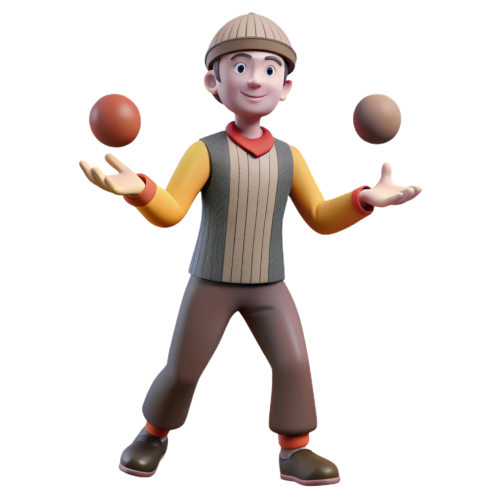 elegant classic Street Performer Juggling Balls Transparent Background authentic png
