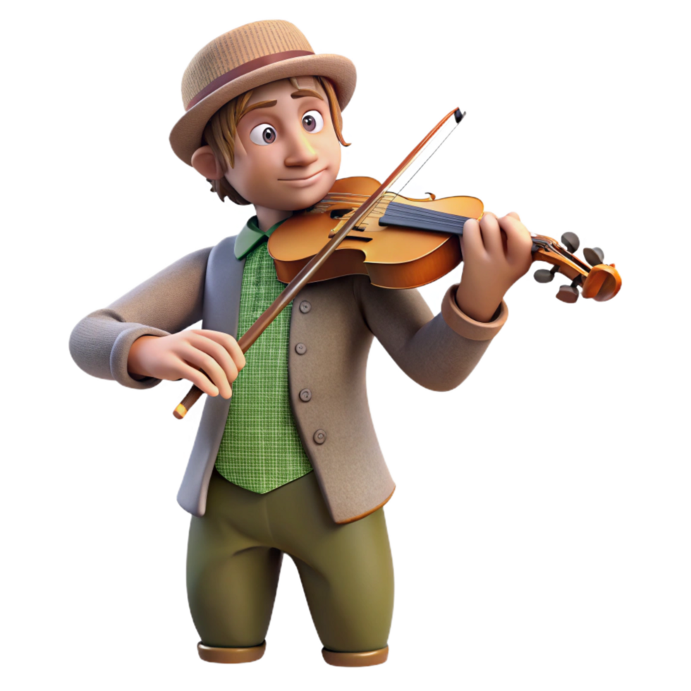 extraordinary creative Street Musician Violin Playing Isolated professional png