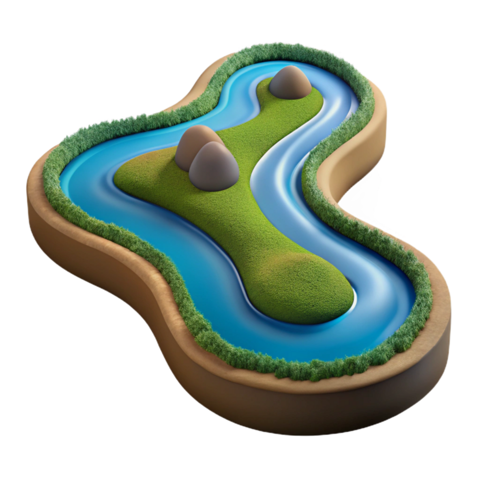 impressive abstract Drone Photography of Winding River Transparent Background detailed png