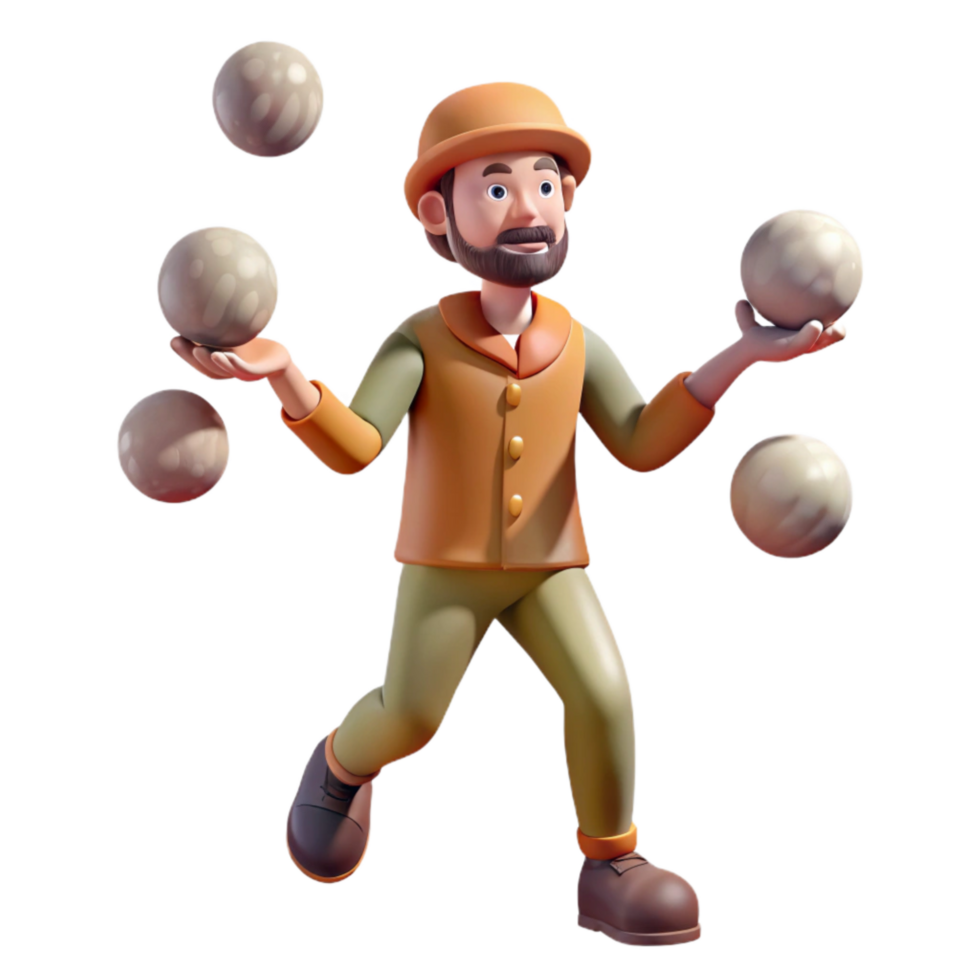 vibrant modern Street Performer Juggling Balls Transparent Background high resolution png
