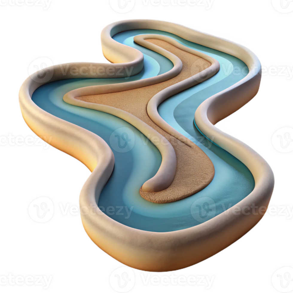 extraordinary contemporary Drone Photography of Winding River Transparent Background detailed png