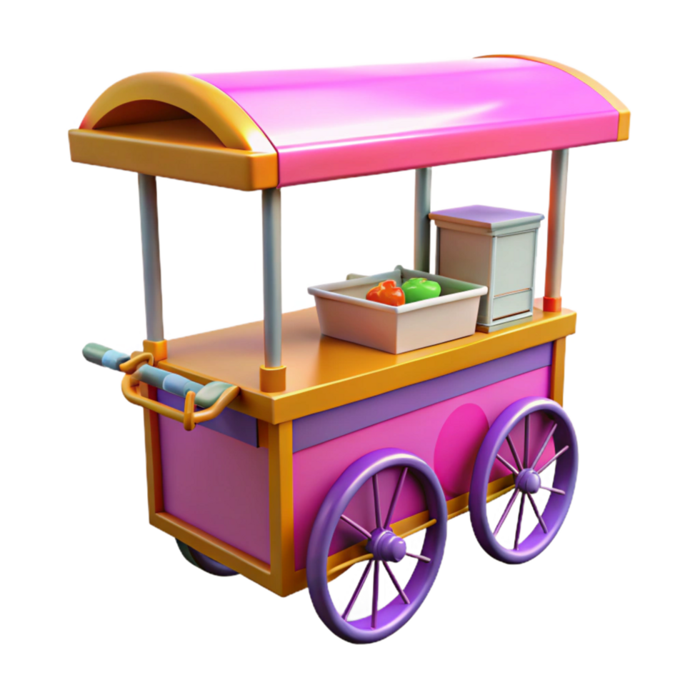 elegant rustic Street Vendor Cart Bright Colors Isolated professional png