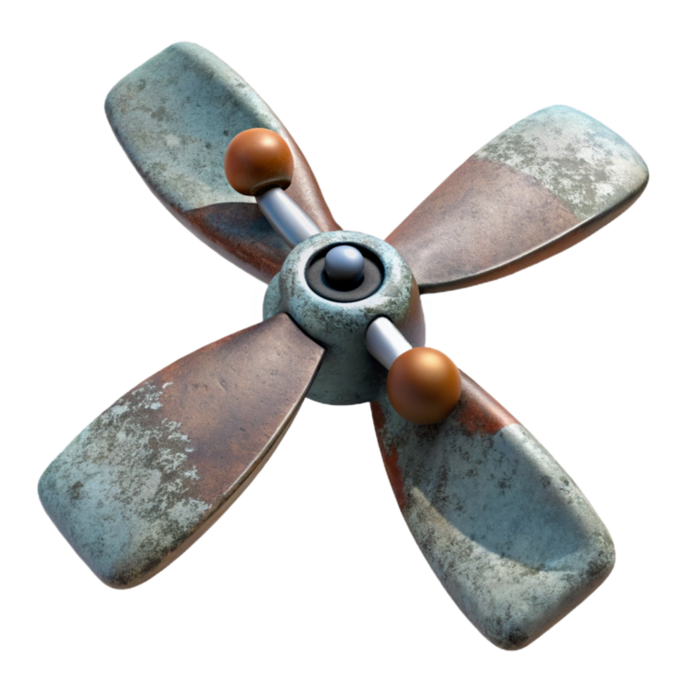 wonderful rustic Drone Propeller with Detailed Texture Isolated authentic png