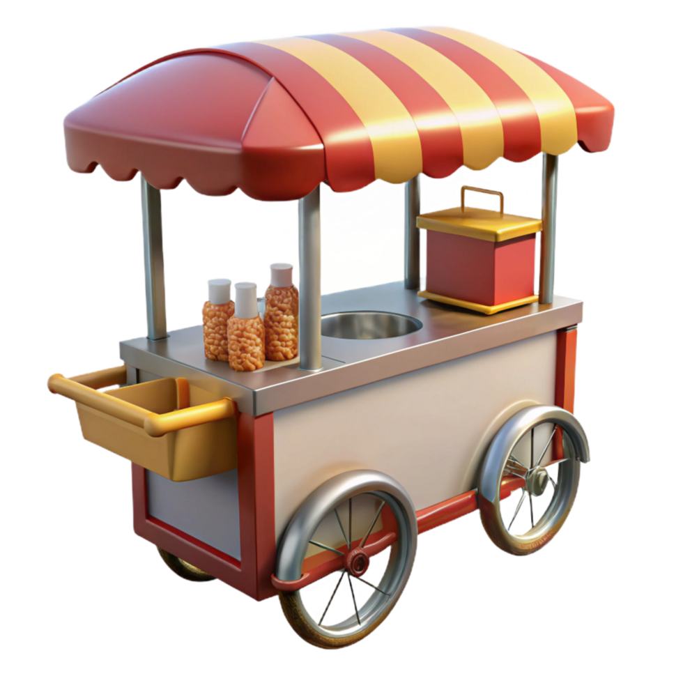 serene rustic Street Vendor Hot Dog Cart Transparent Background high resolution png