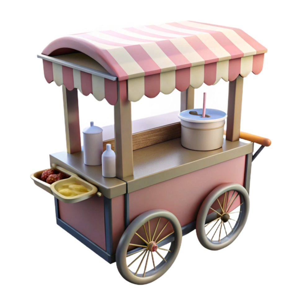 elegant rustic Street Vendor Ice Cream Cart Transparent Background professional png