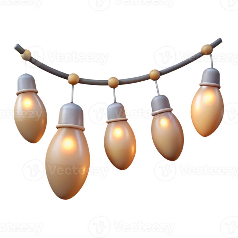 beautiful classic String Lights for Wedding Decor Isolated on Transparent Background genuine png