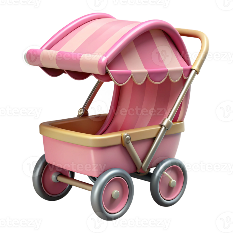 magnificent contemporary Stroller with Pink Canopy Isolated high quality png