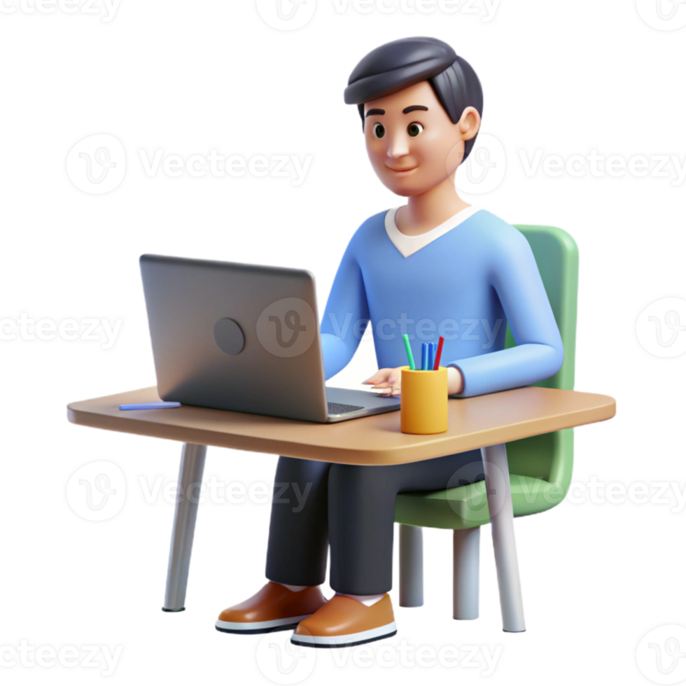 magnificent rustic Student Participating in Online Class Transparent Background premium png