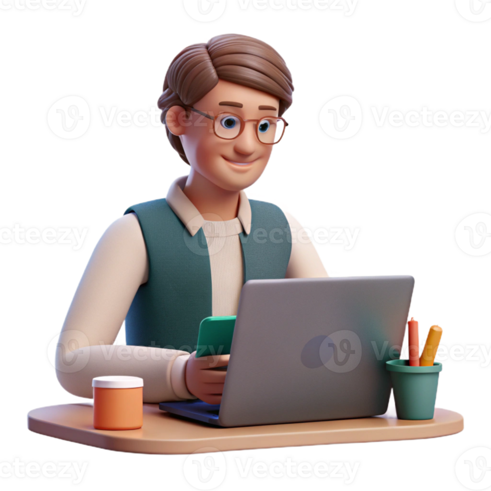 magnificent classic Student Participating in Online Class Transparent Background high quality png
