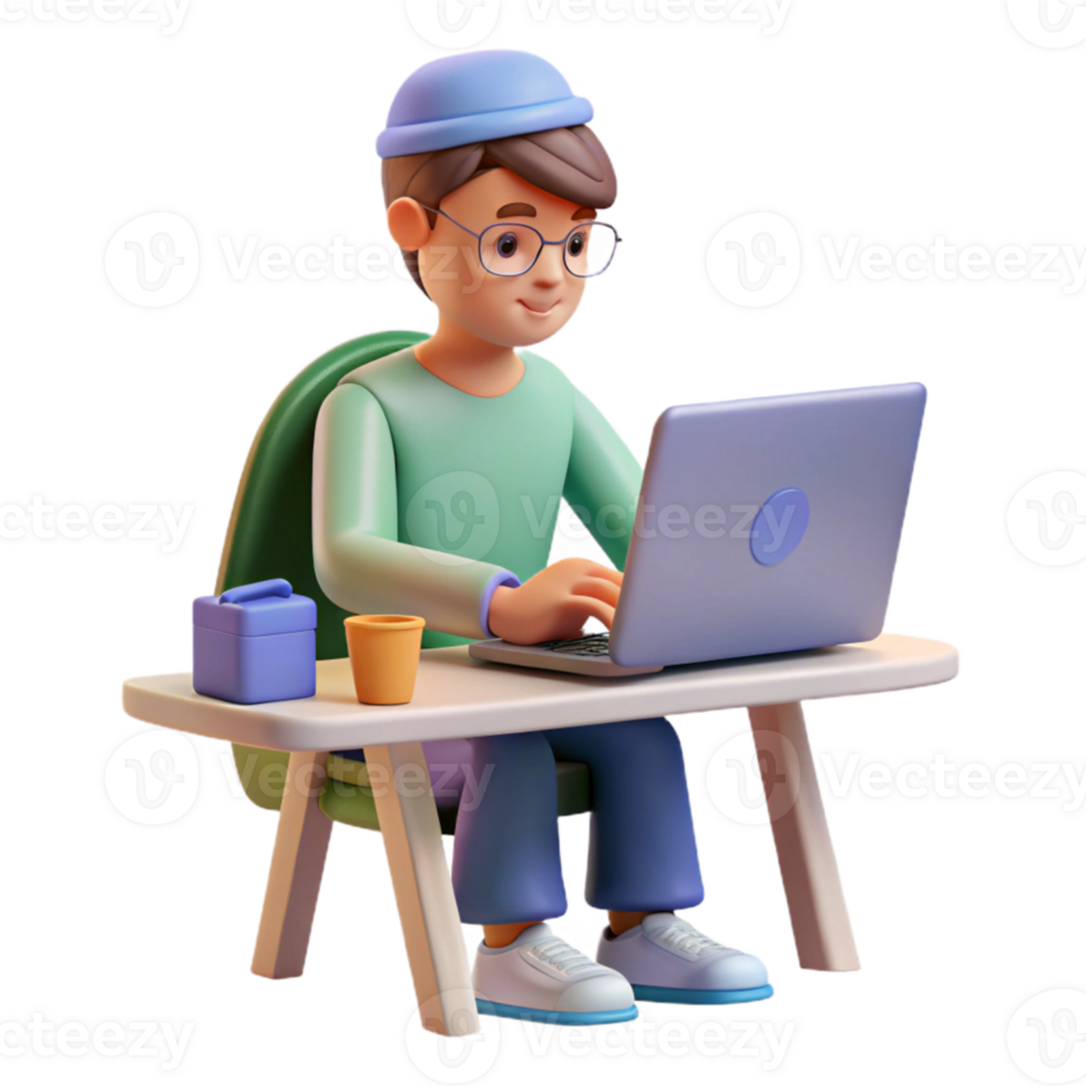 wonderful rustic Student Participating in Online Class Transparent Background exclusive png