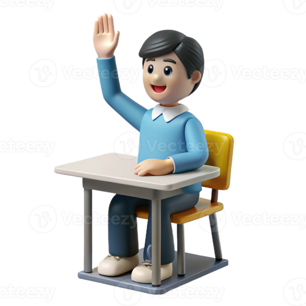 extraordinary rustic Student Raising Hand in Class Isolated professional png