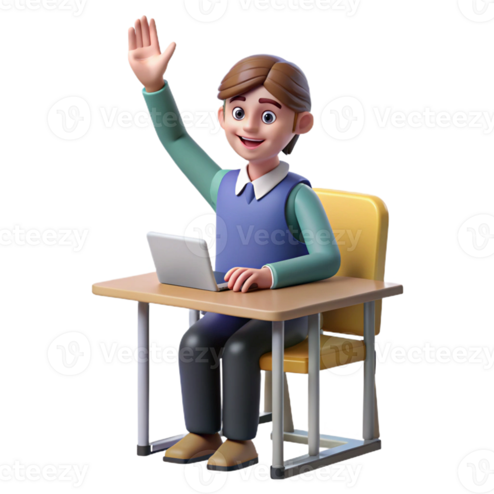 extraordinary abstract Student Raising Hand in Class Isolated high resolution png