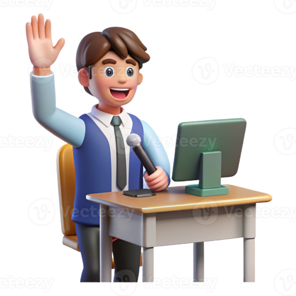 extraordinary artistic Student Raising Hand in Class Isolated premium png