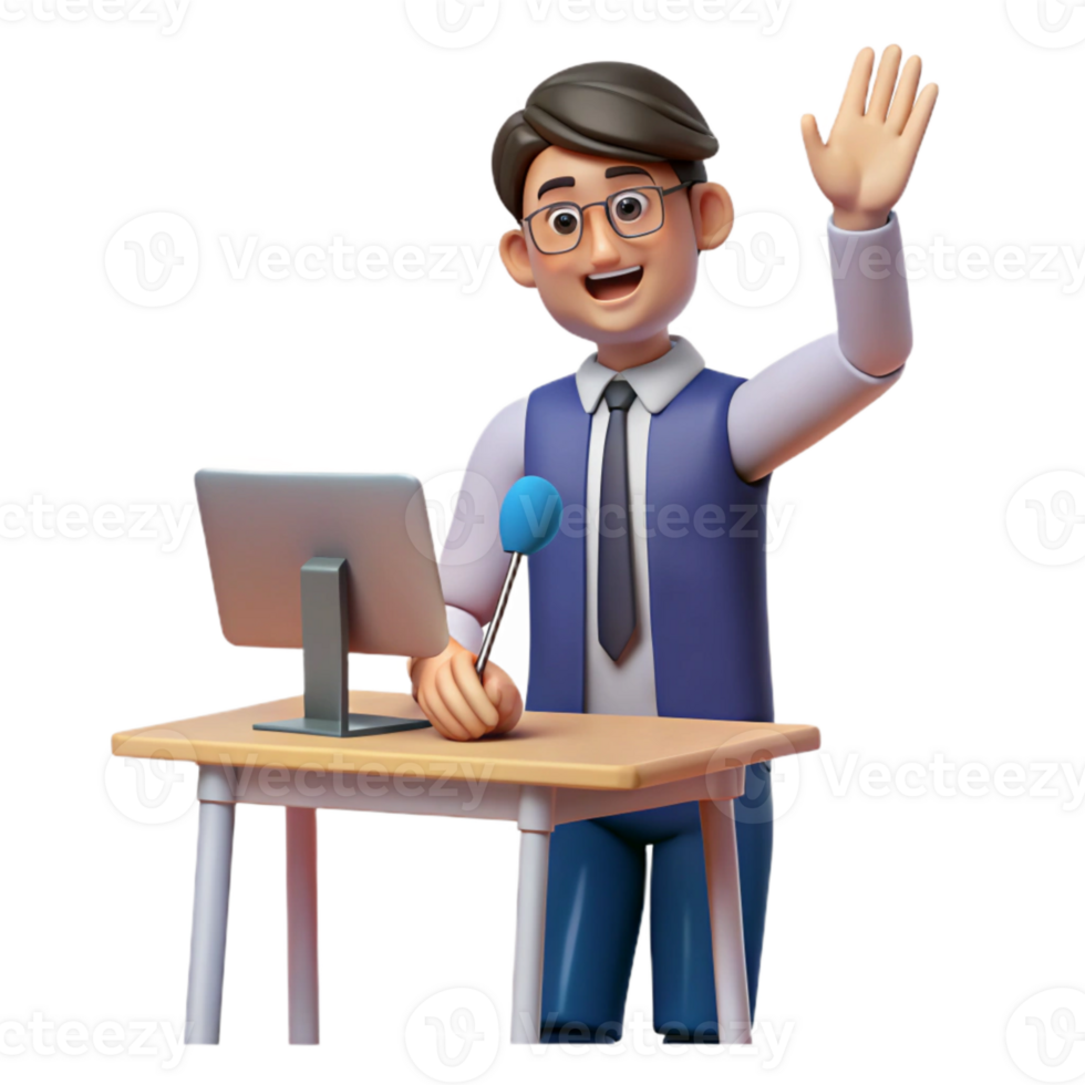 dramatic contemporary Student Raising Hand in Class Isolated high quality png