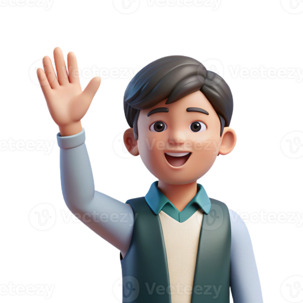 serene rustic Student Raising Hand Side View Isolated Element original png