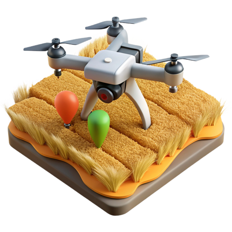 beautiful artistic Drone Surveying Crops Aerial View Isolated authentic png