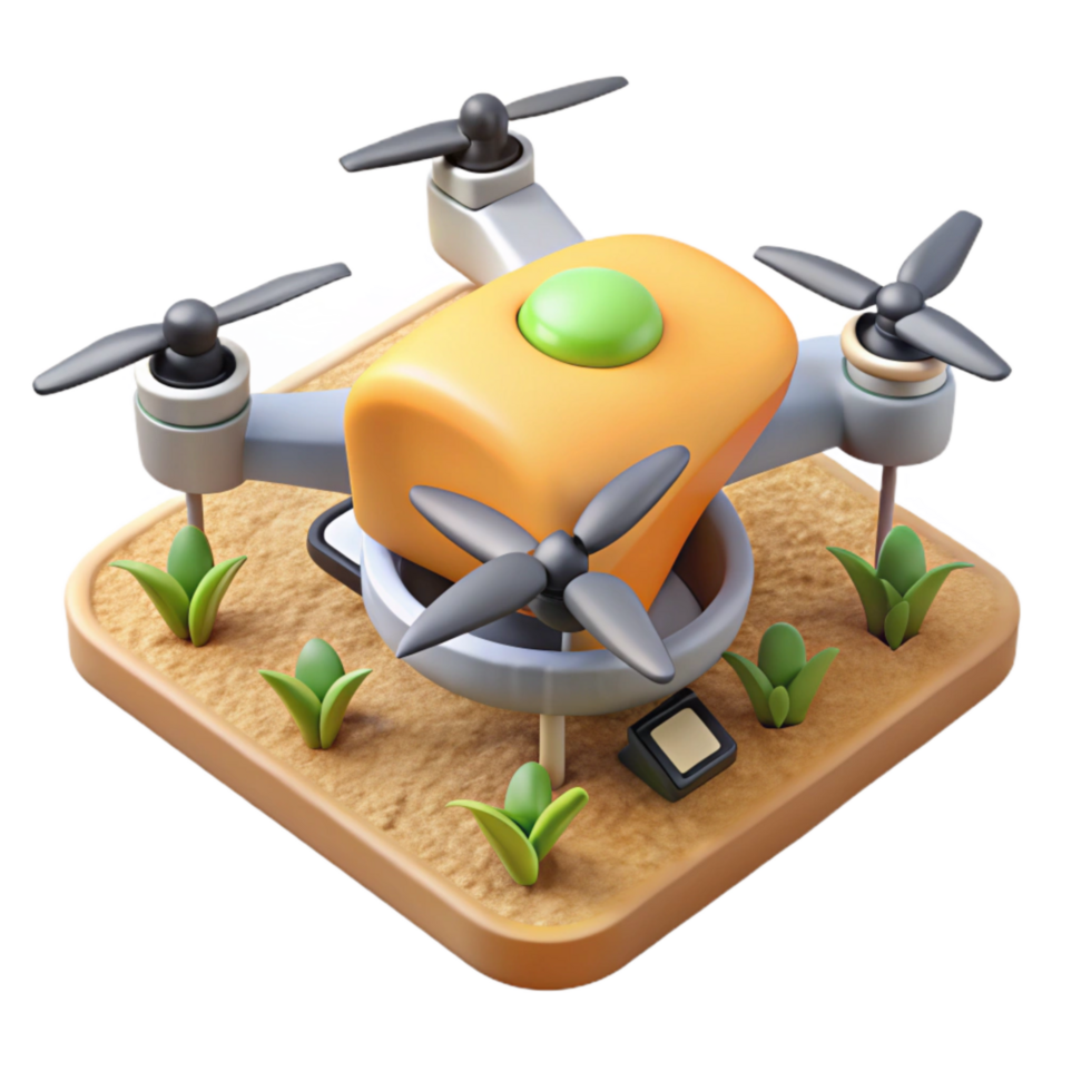 impressive minimalist Drone Surveying Crops Aerial View Isolated original png