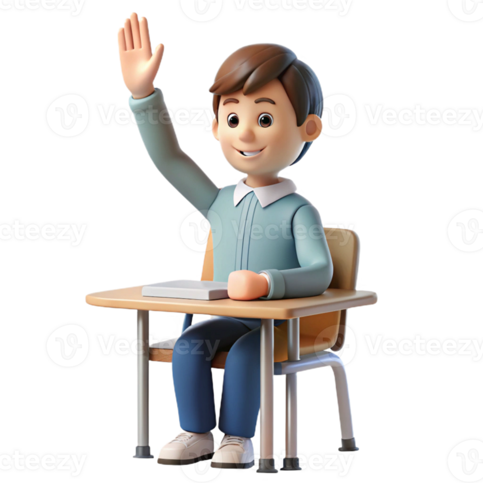 stunning traditional Student Raising Hand to Ask Question in Classroom Cutout png