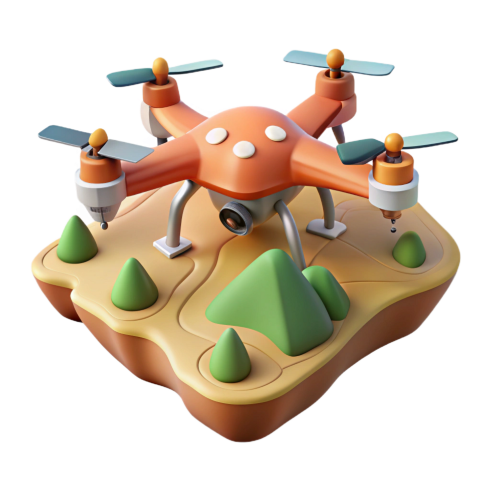 dramatic artistic Drone Surveying Landscape Transparent high quality png