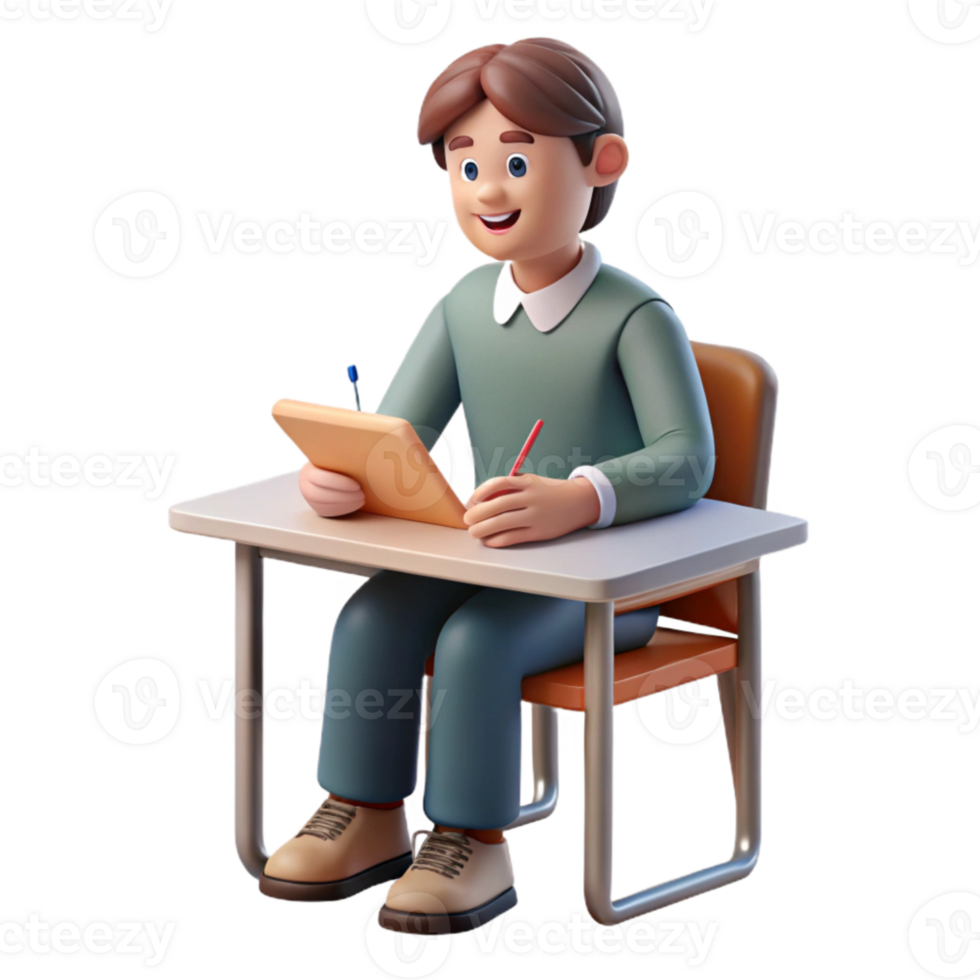 wonderful abstract Student Taking Notes in Notebook Transparent Background professional png