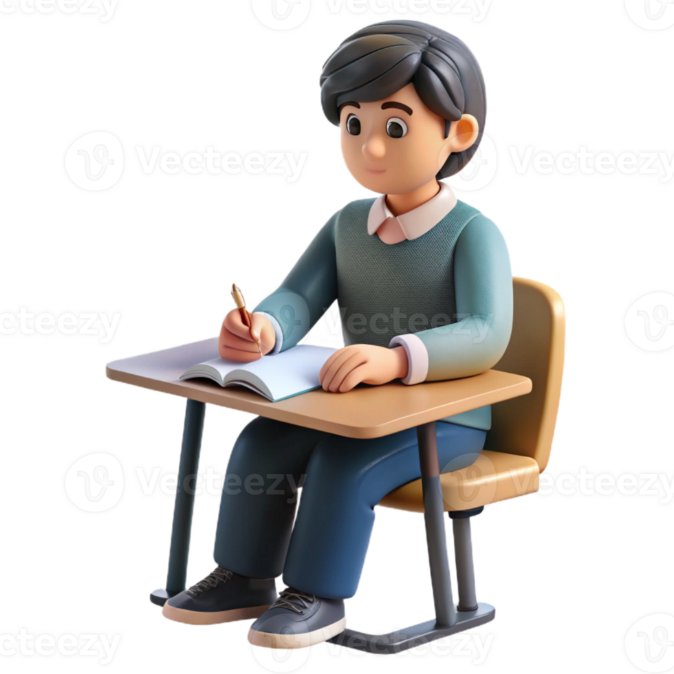 extraordinary modern Student Taking Notes in Notebook Transparent Background png