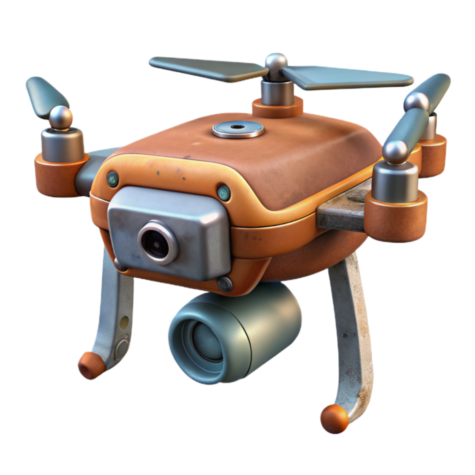elegant rustic Drone with Attached Camera Isolated authentic png