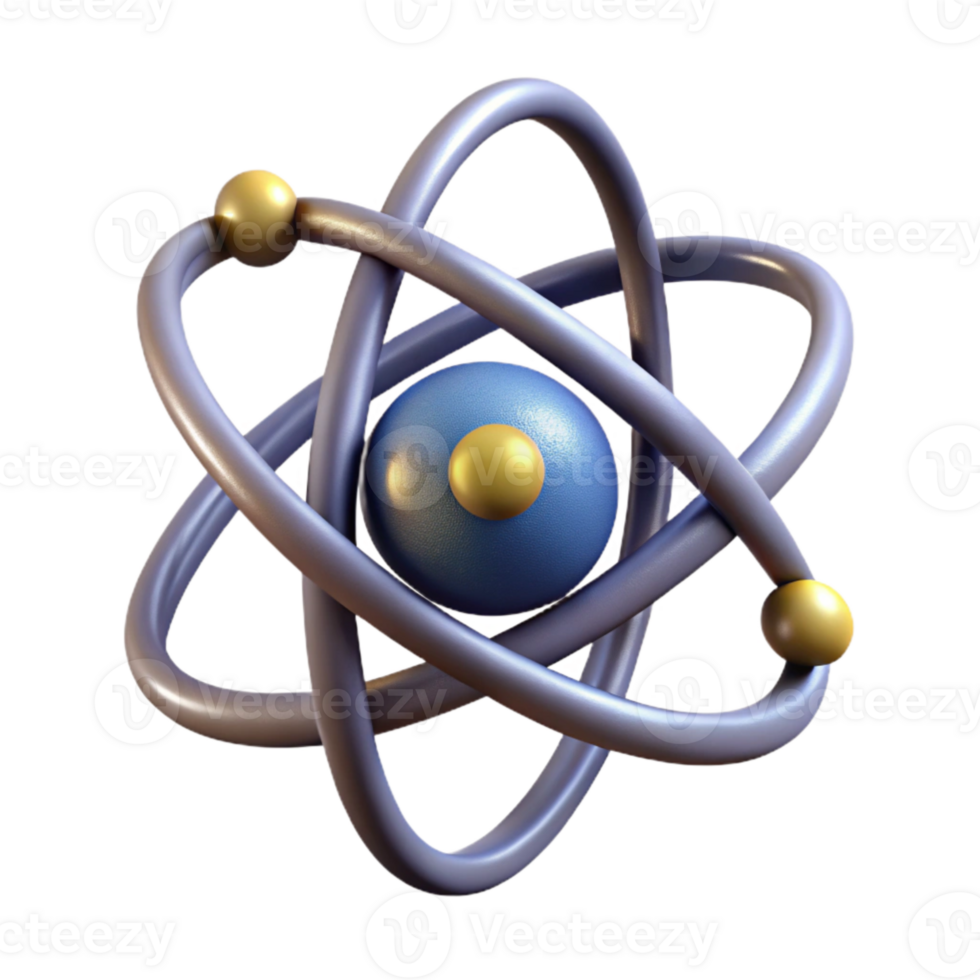 vibrant vintage Stylized Atom Model Static View Isolated Element professional png
